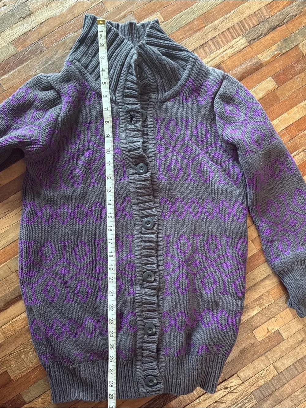 Mossimo Supply Co. Gray & Purple Knit Button-Front Kids Cardigan
